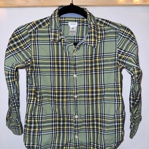 Carter’s Boys’ Green & Yellow Plaid Long Sleeve Shirt - Size 8